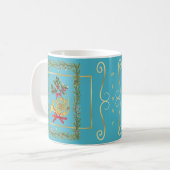 Elegant French Horn Christmas Turquoise Kaffeetasse (Vorderseite Links)
