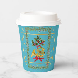 Elegant French Horn Christmas Turquoise Paper Cup Pappbecher