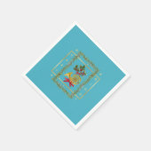 Elegant French Horn Christmas Turquoise Paper Serviette (Ecke)