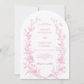 Elegant French Pink Toile Floral Wedding  Einladung (Vorderseite)