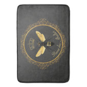 Elegant French Queen Bee Gray Gold Yellow Badematte (Vorderseite Vertikal)