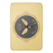 Elegant French Queen Bee Gray Gold Yellow Badematte (Vorderseite Vertikal)