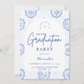 Elegant French Toile Graduation Party Einladung (Vorderseite)