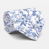 Elegant French Vintage Blue Floral Krawatte (Gerollt)