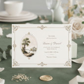 Elegant French Vintage Chateau Horizontal Wedding Einladung