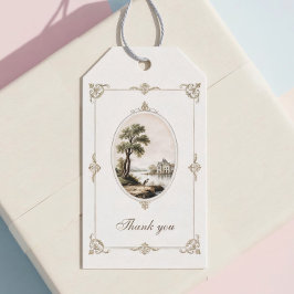 Elegant French Vintage Chateau Wedding Gift Tag Geschenkanhänger