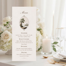 Elegant French Vintage Chateau Wedding Menu Card Menükarte