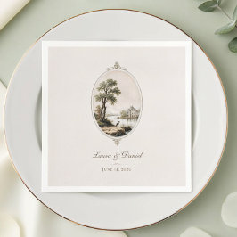 Elegant French Vintage Chateau Wedding Napkin Serviette