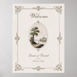 Elegant French Vintage Chateau Wedding Poster