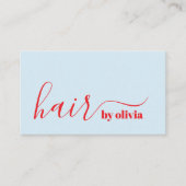 Elegant Fresh Blue Red Hair Stylist Visitenkarte (Vorderseite)