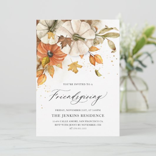 Elegant Friendsgiving Einladung (Stehend Vorderseite)