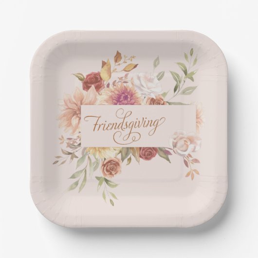 Elegant Friendsgiving Entertainment Pappteller (Vorderseite)