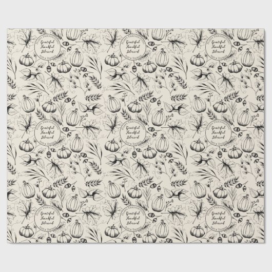 Elegant Friendsgiving Fall Harvest Pumpkins Custom Geschenkpapier (Flach)
