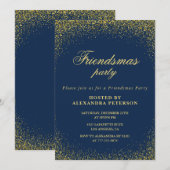 Elegant Friendsmas Einladungen Gold Navy Glam (Vorne/Hinten)