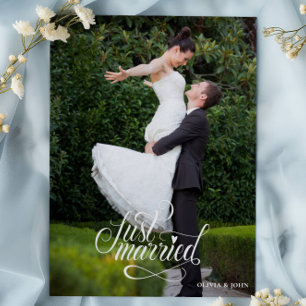 Elegant Frisch Vermählt Fotokarte Hochzeit Ankündigung