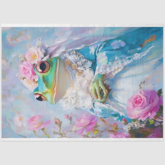 Elegant Frog Bride Illustration Decoupage Seidenpapier (Vorderseite)