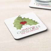 Elegant Frohe Weihnachten Botanischer Name Land Getränkeuntersetzer (Linke Seite)