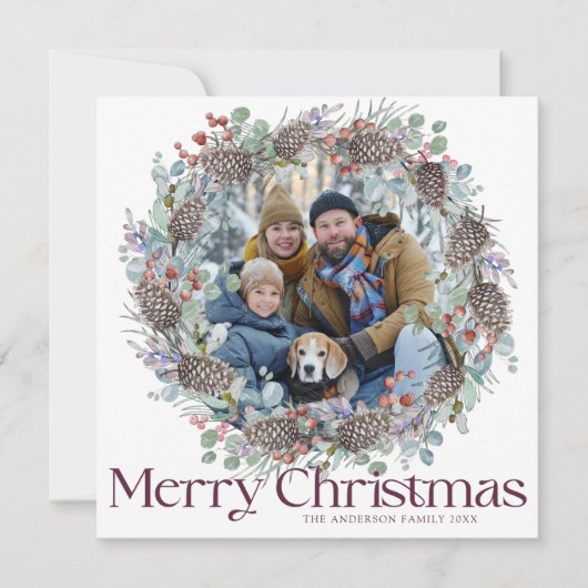 Elegant Frohe Weihnachten Botanisches Bad & Foto (Vorderseite)