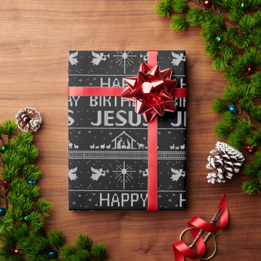 Elegant frohe Weihnachten Christlich Religiös Geschenkpapier (Feiertagsgeschenk)