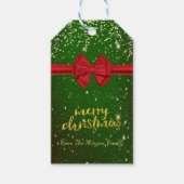 Elegant frohe Weihnachten, Gold Confetti, Red Bow Geschenkanhänger (Vorderseite)