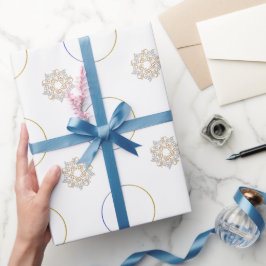 Elegant frohe Weihnachten Gold & Silver Star & Log Geschenkpapier