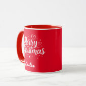 Elegant frohe Weihnachten Individuelle Name Zwei T Tasse (Vorderseite Links)