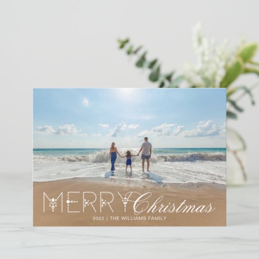 Elegant frohe Weihnachten Minimalistisch Ein Foto (Stehend Vorderseite)