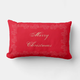 Elegant Frohe Weihnachten Red Gold Lumbar Pillow Lendenkissen