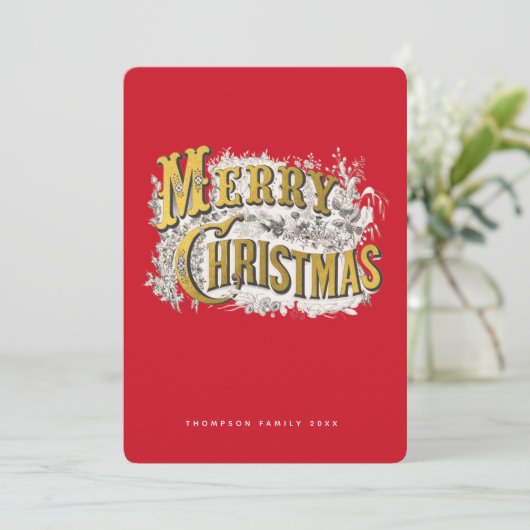 Elegant Frohe Weihnachten Rustikales Vintages Non- (Stehend Vorderseite)