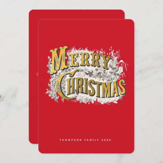 Elegant Frohe Weihnachten Rustikales Vintages Non- (Vorne/Hinten)