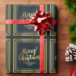 Elegant Frohe Weihnachten Schwarz & Gold Geschenk Geschenkpapier