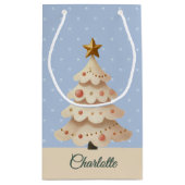 Elegant frohe Weihnachten spielende Kätzchen, Name Kleine Geschenktüte (Rückseite)