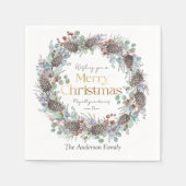 Elegant Frohe Weihnachten & Wreath Serviette (Vorderseite)