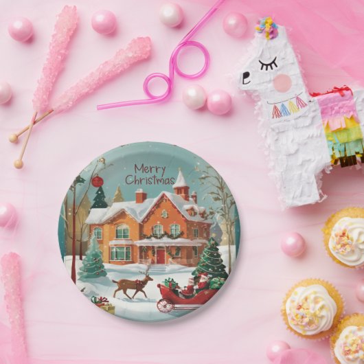 Elegant Frohe Weihnachts-festes Papier Teller (Party)