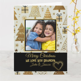 Elegant Frohe Weihnachts Opa Black and Gold Karte
