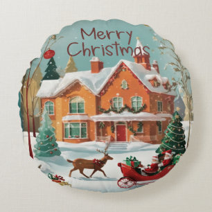 Elegant Frohe Weihnachts-Rundkissen Rundes Kissen