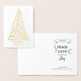 Elegant Frohe Weihnachtsbaum Winter Foliage Gold Folienkarte