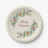 Elegant Frohe Weihnachtsfeier Botanisch Pappteller (Vorderseite)