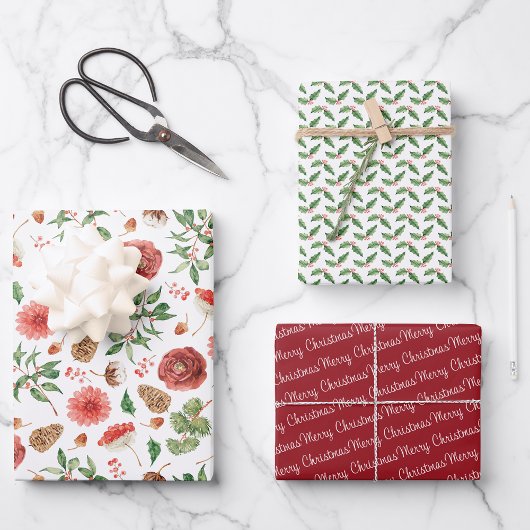 Elegant Frohe Weihnachtsfeiertage Geschenkpapier Set