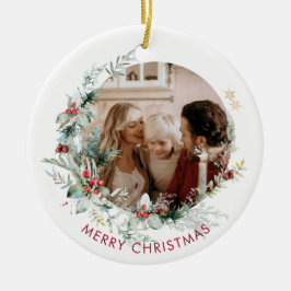 Elegant Frohe Weihnachtskranz Foto Keramik Ornam Ornament