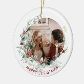 Elegant Frohe Weihnachtskranz Foto Keramik Ornam Ornament (Links)