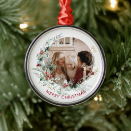 Elegant Frohe Weihnachtskranz Foto Metal Ornamens Ornament Aus Metall
