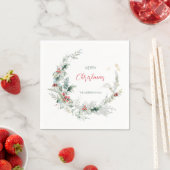 Elegant Frohe Weihnachtskranz Wasserfarbe Serviette (Beispiel)