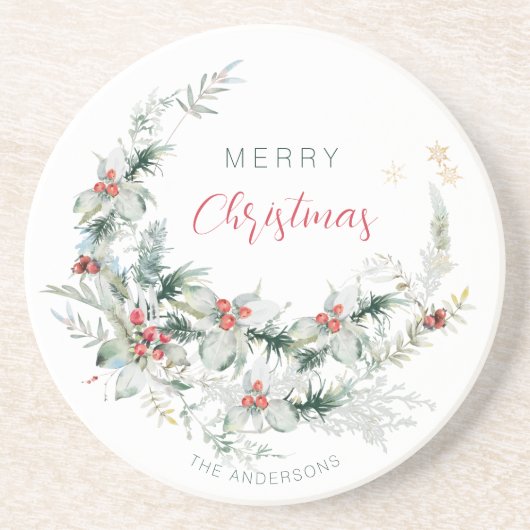 Elegant Frohe Weihnachtszeit Wasserfarbe Coa Getränkeuntersetzer (Vorne)