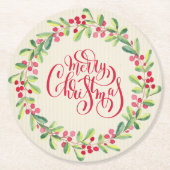 Elegant Fröhliche Weihnachtsgrün und Berries Runder Pappuntersetzer (Vorderseite)