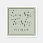 Elegant From Miss to Mrs Brautparty Grünbuch Serviette (Vorderseite)