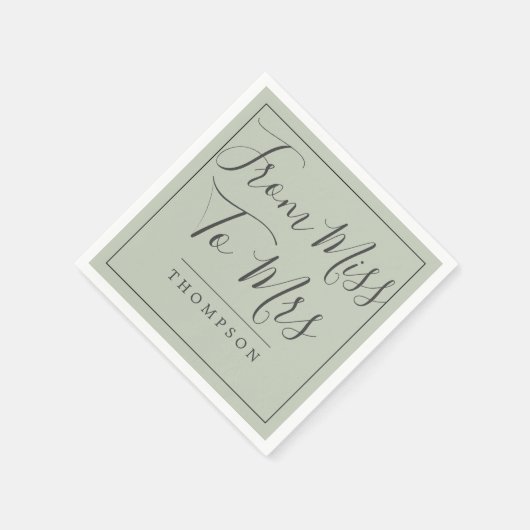 Elegant From Miss to Mrs Brautparty Grünbuch Serviette (Ecke)