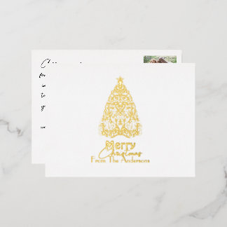 Elegant Frory Christmas filigrane Weihnachtsbaum Folien Feiertagspostkarte