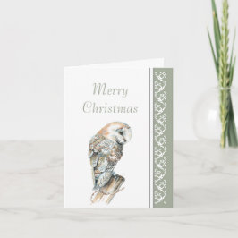 Elegant Frory Christmas Nature Barn Owl, Bird Feiertagskarte