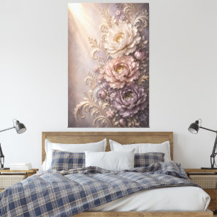 Elegant Frost Bloom Florales Design Luxus-Prägun Leinwanddruck